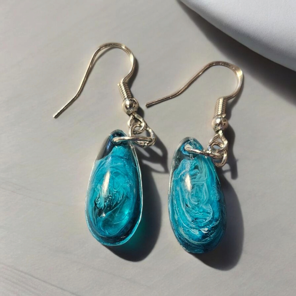 Elegant Blue Swirl Earrings